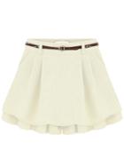 Romwe Pleated White Skirt Shorts