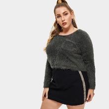 Romwe Plus Pocket Patched Fuzzy Jumper