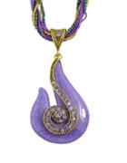 Romwe Purple Beads Chain Pendant Necklace