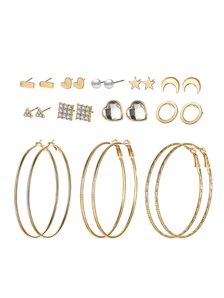 Romwe Star & Moon & Hoop Design Earring Set