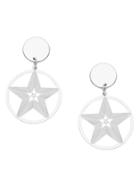 Romwe Silver Plated Star Hollow Out Drop Earrings