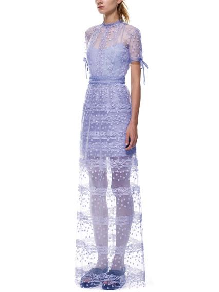 Romwe Mock Neck Sheer Lace Dress