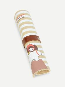 Romwe Striped Wrap Pencil Bag