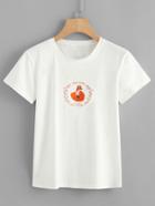 Romwe Fox Embroidered Tee