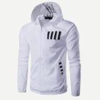 Romwe Men Letter Print Striped Jacket