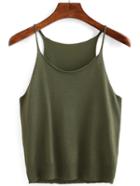 Romwe Olive Green Knit Cami Top