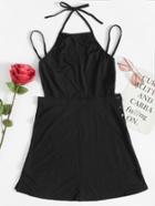 Romwe Halter Neck Side Button Dress