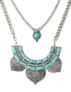 Romwe Silver Plated Turquoise Collar Necklace