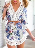 Romwe V Neck Contrast Lace Paisley Print Dress