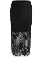 Romwe Elastic Waist Lace Hollow Black Skirt