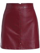 Romwe Eyelet Zipper Pu A-line Skirt