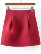 Romwe High Waist A-line Red Skirt