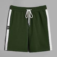 Romwe Guys Drawstring Waist Contrast Side Seam Shorts