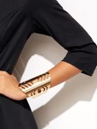 Romwe Gold Plated Geometric Hollow Out Cuff Bracelet