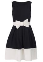 Romwe Color-block With Bow Flare Dress