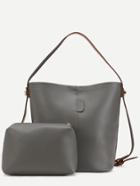 Romwe Grey Faux Leather Convertible Shoulder Bag Set