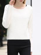 Romwe Women Long Sleeve White Sweater