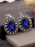 Romwe Clip On Rhinestone Statement Earrings
