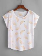 Romwe White Banana Print T-shirt
