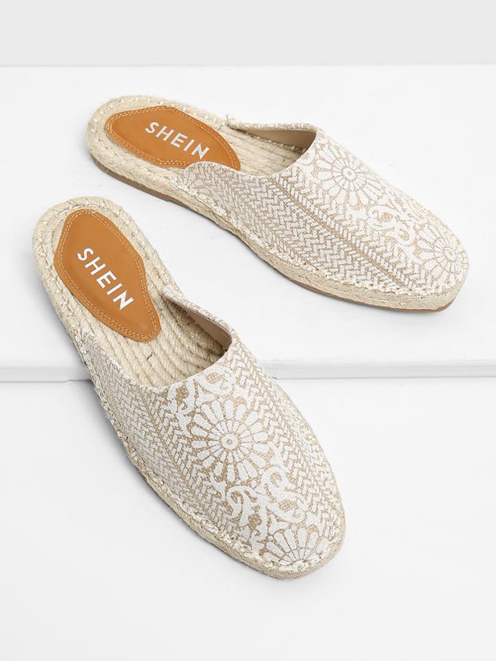 Romwe Woven Design Square Toe Flats