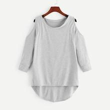 Romwe Cut Out Shoulder Dip Hem Tee