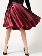Romwe High Waist Flare Maroon Skirt