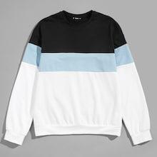 Romwe Men Color-block Pullover