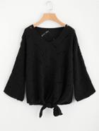 Romwe Loose Knit Knotted Front Jumper