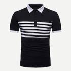 Romwe Guys Striped Detail Ringer Polo Shirt