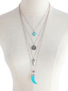 Romwe Contrast Pendant Layered Necklace