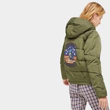 Romwe Zip Up Hooded Pocket Side Puffer Coat