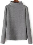 Romwe Stand Collar Dropped Shoulder Seam Jumper
