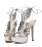 Romwe Silver Hollow High Heel Shoes