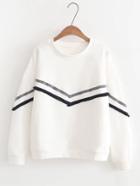 Romwe Chevron Insert Boyfriend Sweatshirt