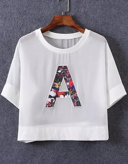 Romwe A Patch Sheer Mesh T-shirt