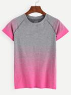 Romwe Contrast Stripe Print Raglan Sleeve T-shirt