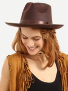 Romwe Coffee Vintage Bow Decorated Fedora Hat