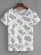 Romwe Letters Print T-shirt