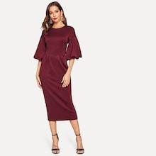 Romwe Lantern Sleeve Pencil Dress