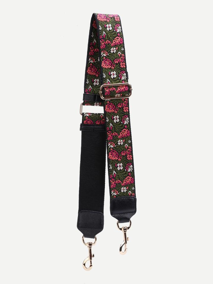 Romwe Flower Embroidery Bag Strap