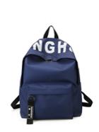 Romwe Zipper Front Letter Print Canvas Backpack