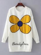 Romwe Flower Pattern Drop Shoulder Sweater Dress