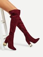 Romwe Clear Heeled Knee High Boots