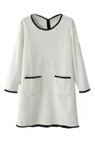 Romwe Color Block White Dress