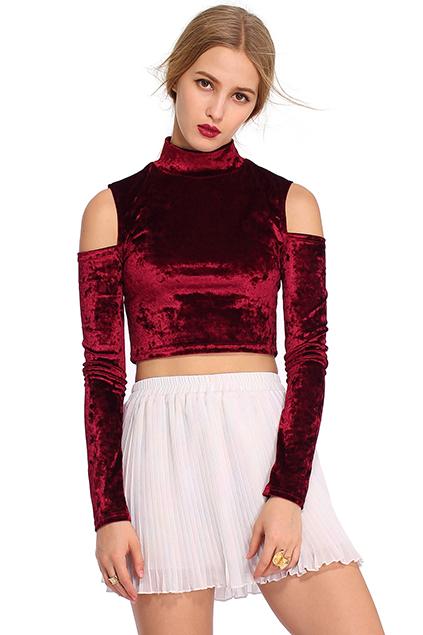 Romwe Off-shoulder Velvet Top