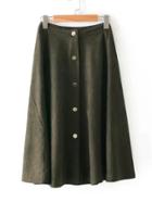 Romwe Button Detail Knee Length Skirt