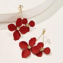 Romwe Bar Detail Flower Stud Earrings 1pair