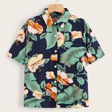 Romwe Tropical Print Hawaiian Blouse