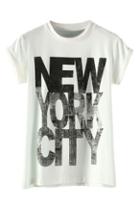 Romwe Romwe New York City Print White T-shirt