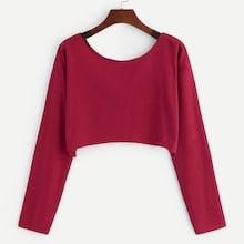 Romwe Solid Drop Shoulder Crop Tee